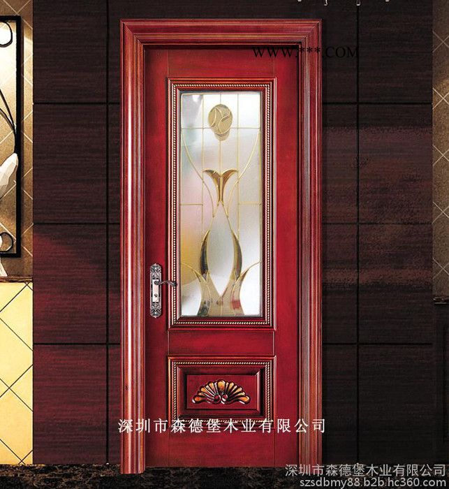 双层中空玻璃隔音门豪华别墅镶嵌铜丝卫浴玻璃门 原木玻璃门磨沙玻璃卫浴门SDB-HHT011图1