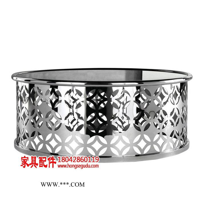 定制不锈钢透明钢化玻璃创意圆形茶几wd-385734图2