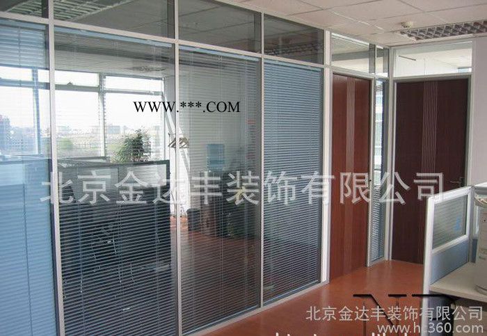办公室双层钢化玻璃可调中空百叶隔断墙隔间图2