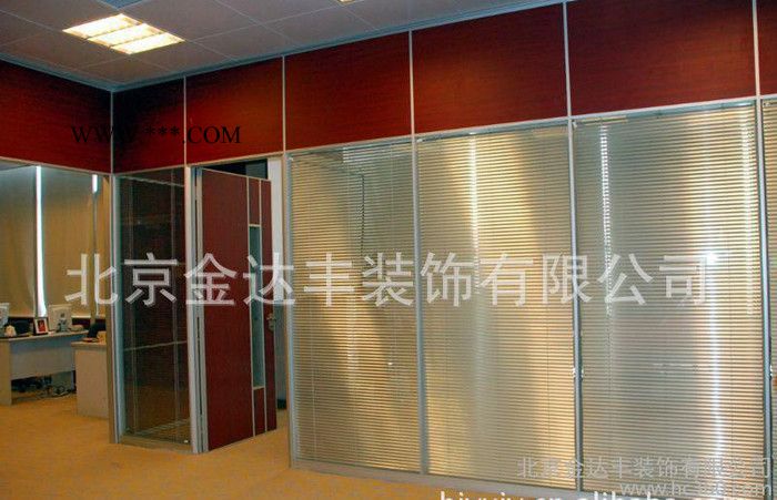 办公室双层钢化玻璃可调中空百叶隔断墙隔间图1
