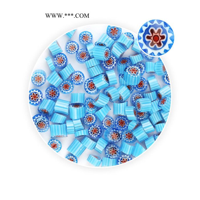 曼德1707006-9-3DIY工具 中空玻璃清洗机热熔玻璃切块250克装蓝底白色太阳花图案玻璃珠玻璃饰品材料图2