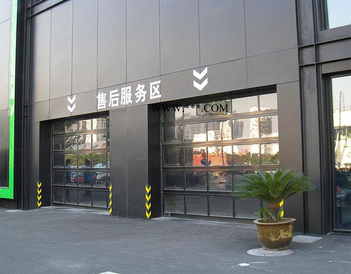深圳4S店常规透视提升门铝合金边框加强筋钢化玻璃翻板门