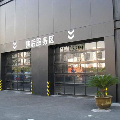 深圳4S店常规透视提升门铝合金边框加强筋钢化玻璃翻板门