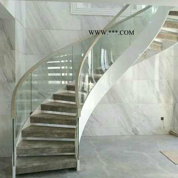 圆弧钢结构楼梯钢化玻璃弧形楼梯线条简洁流畅