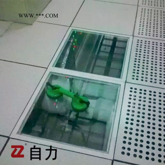 自力牌 全钢活动地板钢化玻璃活动地板玻璃地板600*600*30/35mm 防静电地板