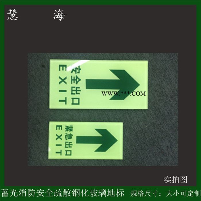 供应慧海牌疏散指示地砖 自发光长方形钢化玻璃安全出口导向图3