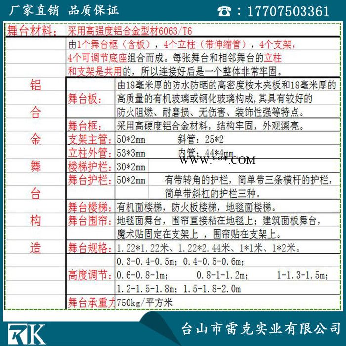 铝合金舞台 防滑建筑面 地毯面 有机玻璃面 钢化玻璃面图3