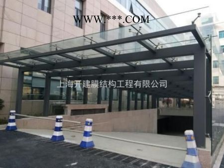 【开建**  SHKJ-09玻璃雨棚钢化玻璃棚图1