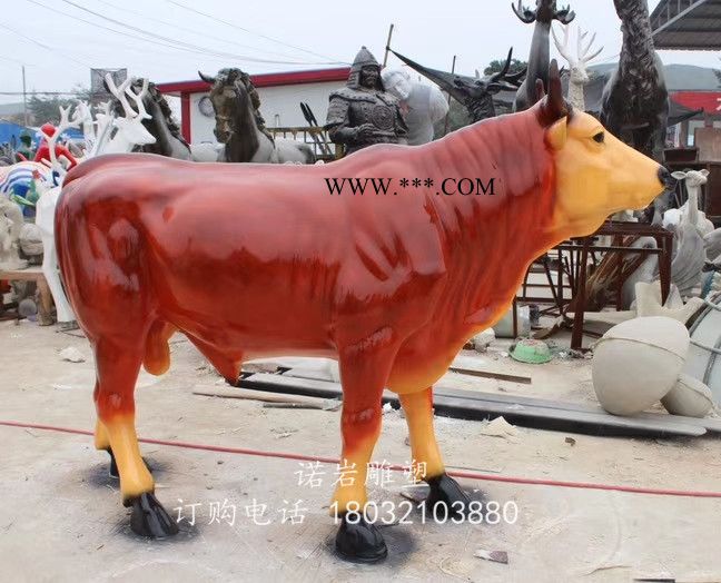 玻璃钢华尔街牛雕塑 红色玻璃钢华尔街牛 诺岩雕塑图4