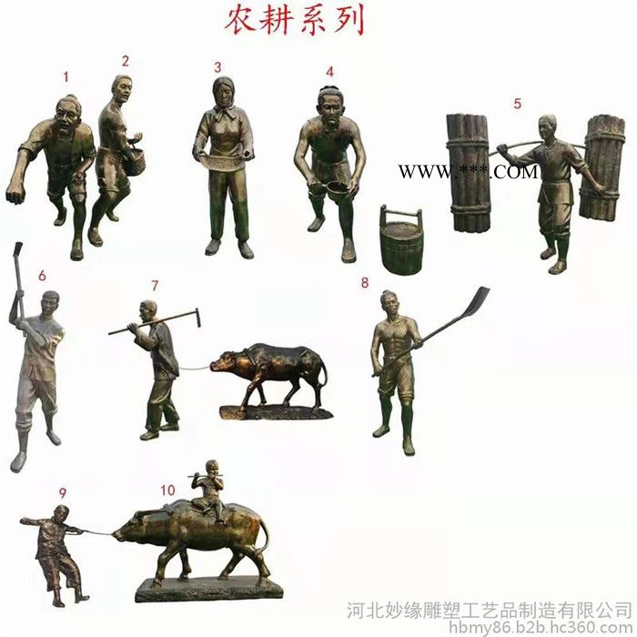 妙缘铜雕加工定制 景区玻璃钢人物雕塑 推磨盘人物雕像 玻璃钢 做农耕雕塑图5