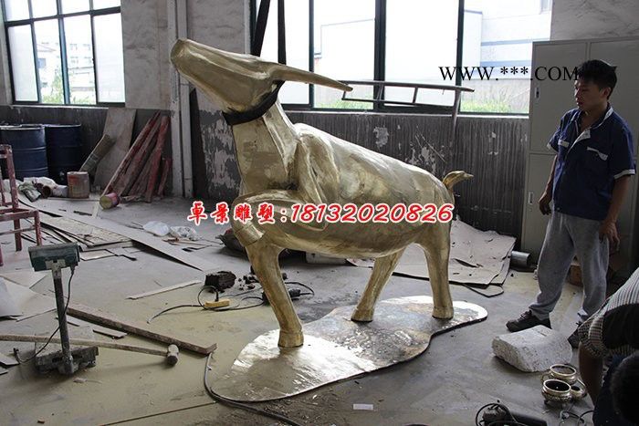 玻璃钢牛雕塑，玻璃钢黄牛 (1)图2
