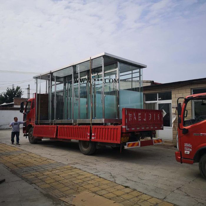 玻璃岗亭 钢结构玻璃岗亭 加厚玻璃 玻璃形象站图2