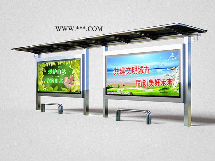 【飞通候车亭】太阳能公交候车亭新款制作 公交站牌立式可移动钢化玻璃站台厂家图6
