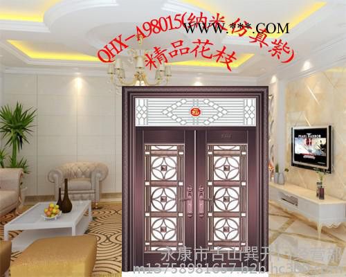非标门**QHX-A98015**花枝玻璃门纳米仿真紫铜拼接工艺（锌合金钢板）可定做，冷轧钢板，仿铜色，纳米仿真铜图8