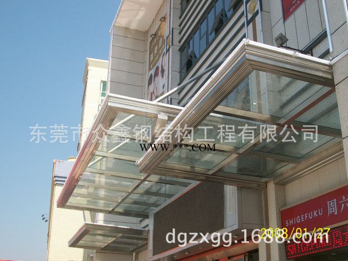 玻璃雨棚,钢化夹胶玻璃雨棚制做安装价格图2