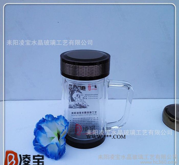 直销玻璃杯 真空玻璃办公杯 带手柄易清洗 泡茶专用 价格优惠图3