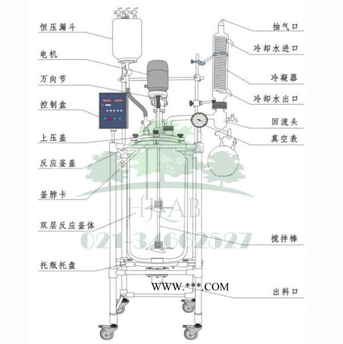 供应双层玻璃反应釜SF-100L(生产型）|真空玻璃反应器|上海互佳仪器