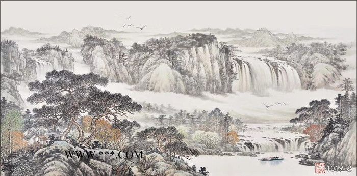 供应陕西山水画夹丝玻璃图2