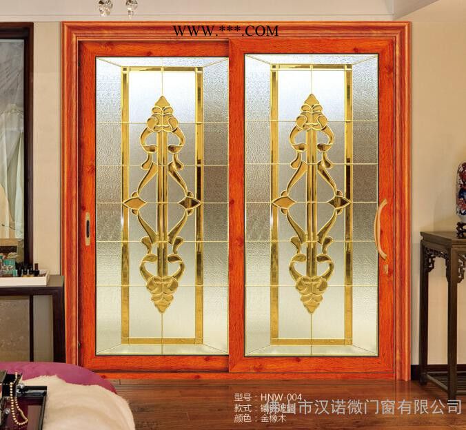 广东品牌门窗汉诺微门窗生产厂供应豪华镶嵌玻璃004铝合金推拉门图1