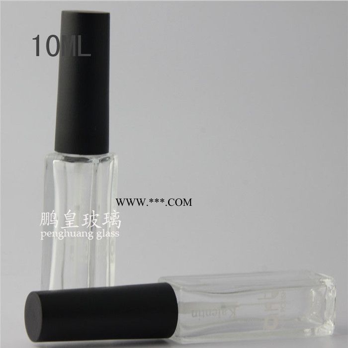 10ml细长方形玻璃指甲油瓶 配套圆形蒙砂盖 高透明玻璃瓶