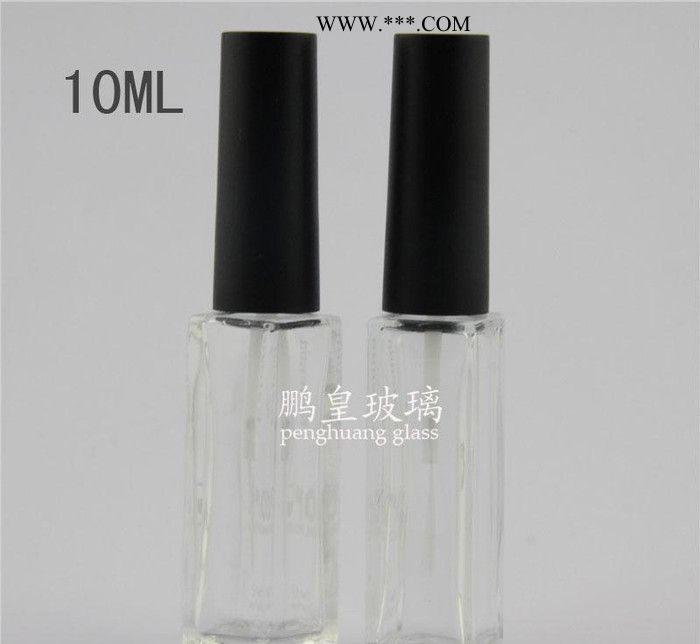 10ml细长方形玻璃指甲油瓶 配套圆形蒙砂盖 高透明玻璃瓶图3