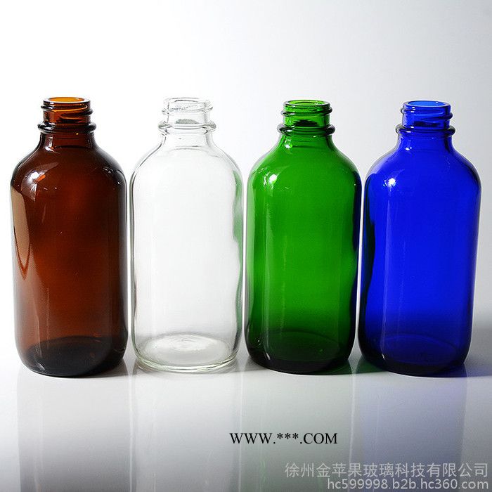 现货 金苹果 120ml 4OZ蓝色绿色波斯顿波士顿玻璃瓶，可加工定制，可喷涂蒙砂印刷烫金烫银等深加工图2