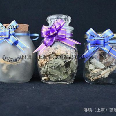 供应批发供应上海蒙砂玻璃罐 400ml蒙砂玻璃储物瓶储物罐