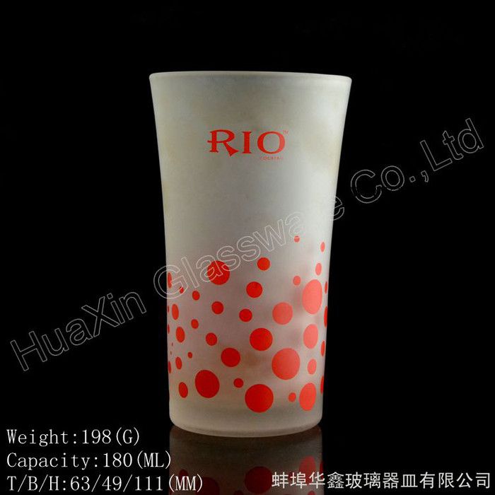 供应** 时尚玻璃蒙砂杯 创意logo玻璃水杯子 **蒙砂啤酒杯图1