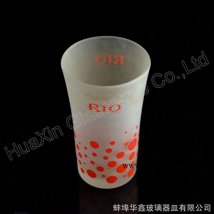 供应** 时尚玻璃蒙砂杯 创意logo玻璃水杯子 **蒙砂啤酒杯图2