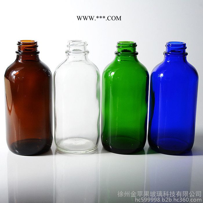 现货 金苹果 120ml 4OZ透明波斯顿波士顿玻璃瓶，可加工定制，可喷涂蒙砂印刷烫金烫银等深加工图3