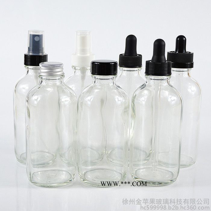 现货 金苹果 120ml 4OZ透明波斯顿波士顿玻璃瓶，可加工定制，可喷涂蒙砂印刷烫金烫银等深加工图2