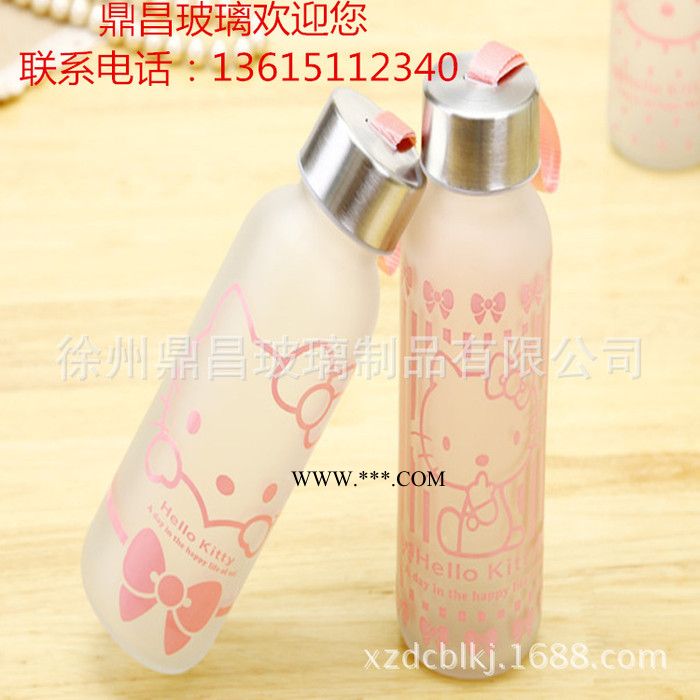 hello kitty玻璃水杯随手杯玻璃杯蒙砂杯直销图2