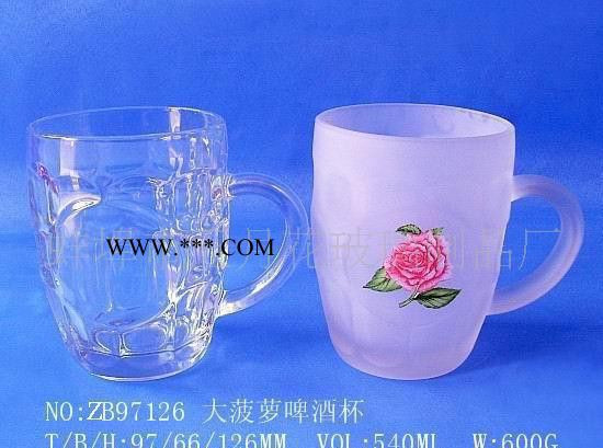 大菠萝啤酒杯  蒙砂杯 水晶啤酒杯直销蒙砂玻璃杯子图3