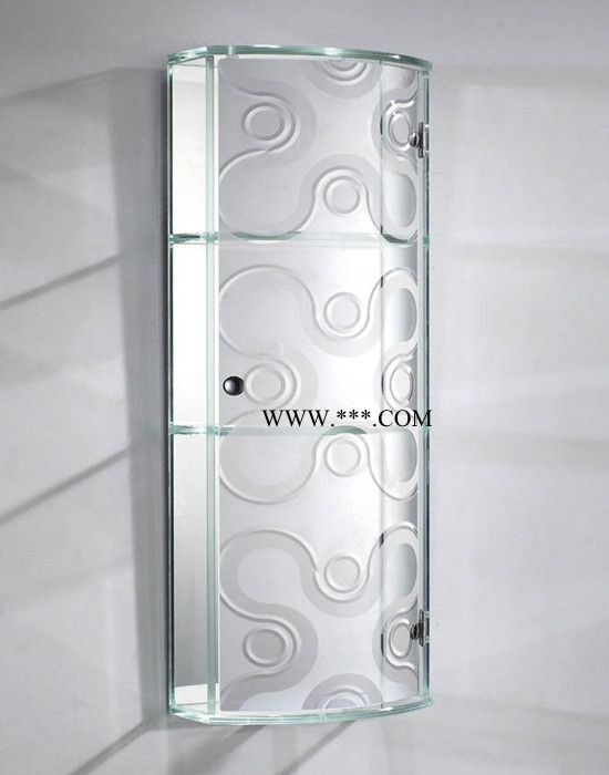 新款三色钢化玻璃置物柜 车花蒙砂浴室边柜 收纳柜 玻璃柜