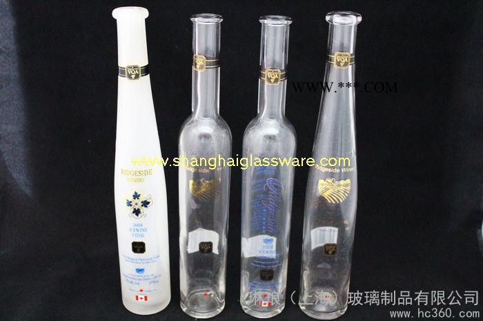 供应琳琅（上海）玻璃制品375ml冰酒瓶，蒙砂葡萄酒瓶酒瓶