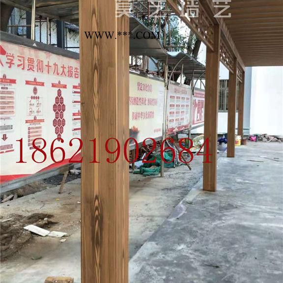 山东潍坊石膏板木纹漆潍坊钢管廊架潍坊车库雨棚木纹漆图2