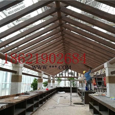 山东潍坊石膏板木纹漆潍坊钢管廊架潍坊车库雨棚木纹漆图3