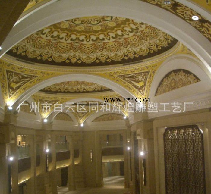 GRG装饰件 大型洒店石膏线施工装饰工程案例图2