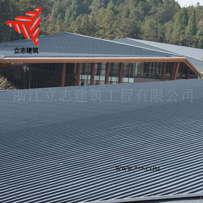 立志建筑 石墨灰 0.8mm钛锌屋面板 文化中心25-430矮立双锁边金属屋面图5