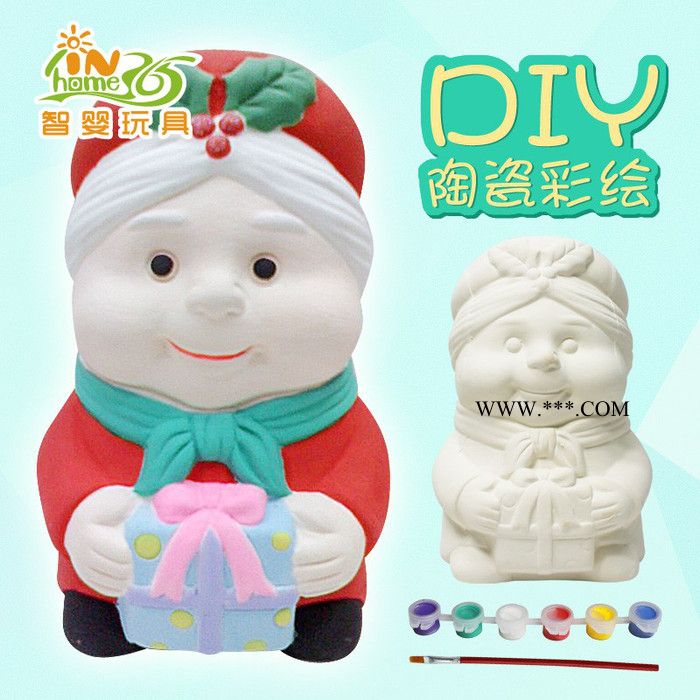 圣诞老人卡通石膏白模陶瓷彩绘动物儿童存钱罐DIY彩绘圣诞节礼物儿童益智礼物图4