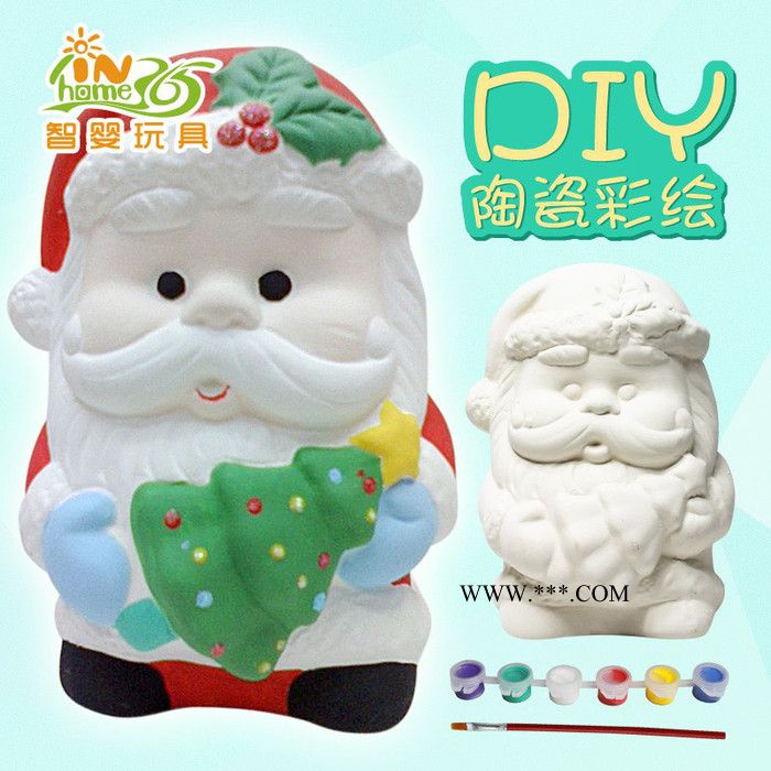 圣诞老人卡通石膏白模陶瓷彩绘动物儿童存钱罐DIY彩绘圣诞节礼物儿童益智礼物图5