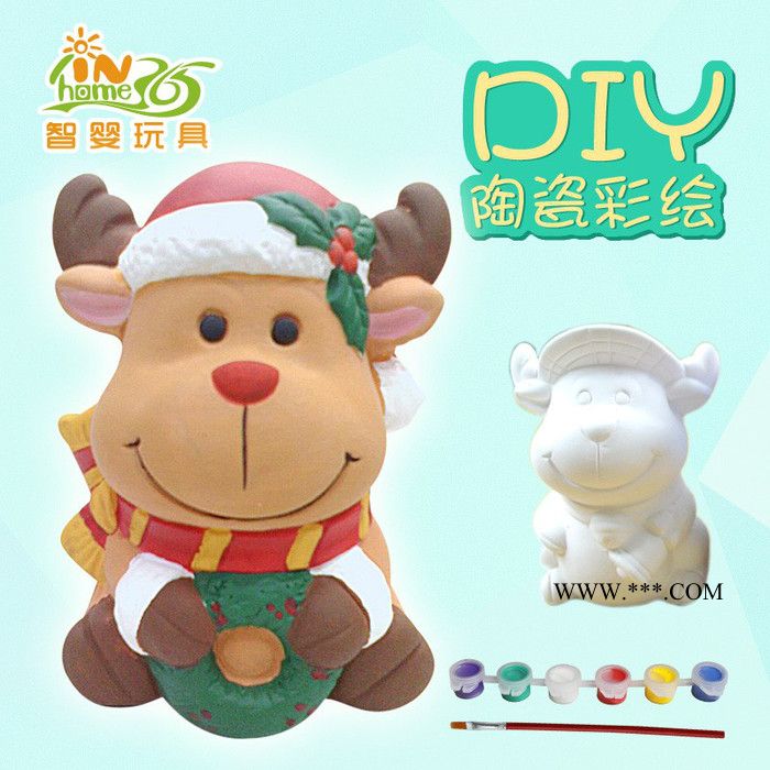 圣诞老人卡通石膏白模陶瓷彩绘动物儿童存钱罐DIY彩绘圣诞节礼物儿童益智礼物图6
