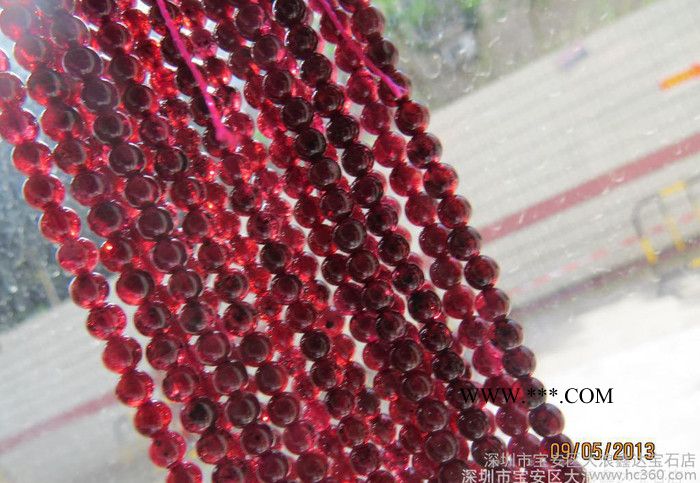 批发 天然酒红石榴石半成品 石榴石半成品 DIY散珠配件图1