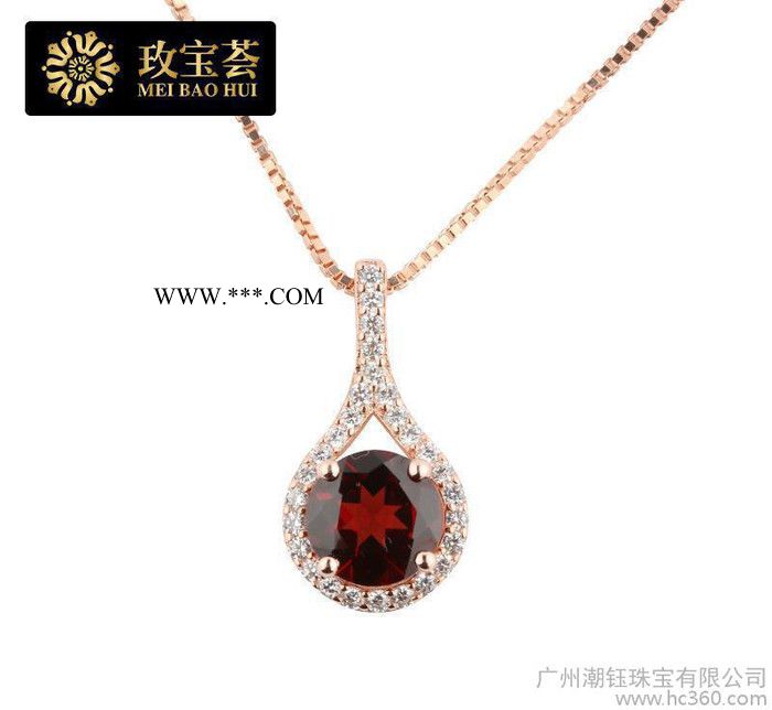 特价**彩宝925银镀18K金镶天然石榴石橄榄石托帕石项链宝图2