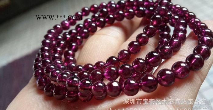 现货销售 4A级紫牙乌红石榴石手链  女士美容手串图2