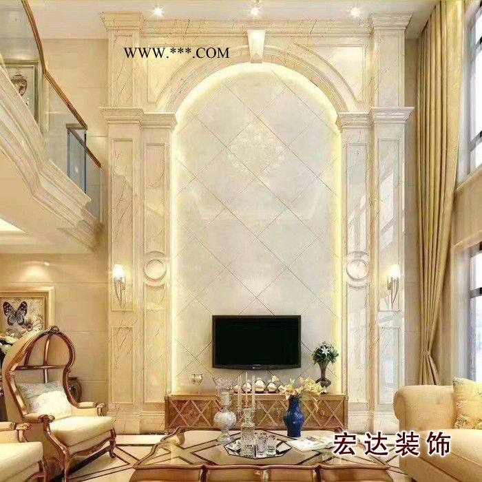 欧式仿大理石壁炉 电视背景墙 仿大理石沙发背景墙 仿大理石全屋定制图3
