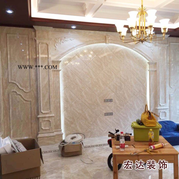 欧式仿大理石壁炉 电视背景墙 仿大理石沙发背景墙 仿大理石全屋定制图4