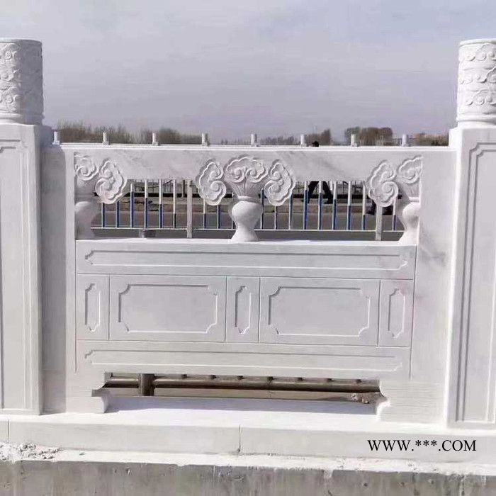 大理石石雕栏杆安装 大理石河道护栏供应 广场石栏杆价位