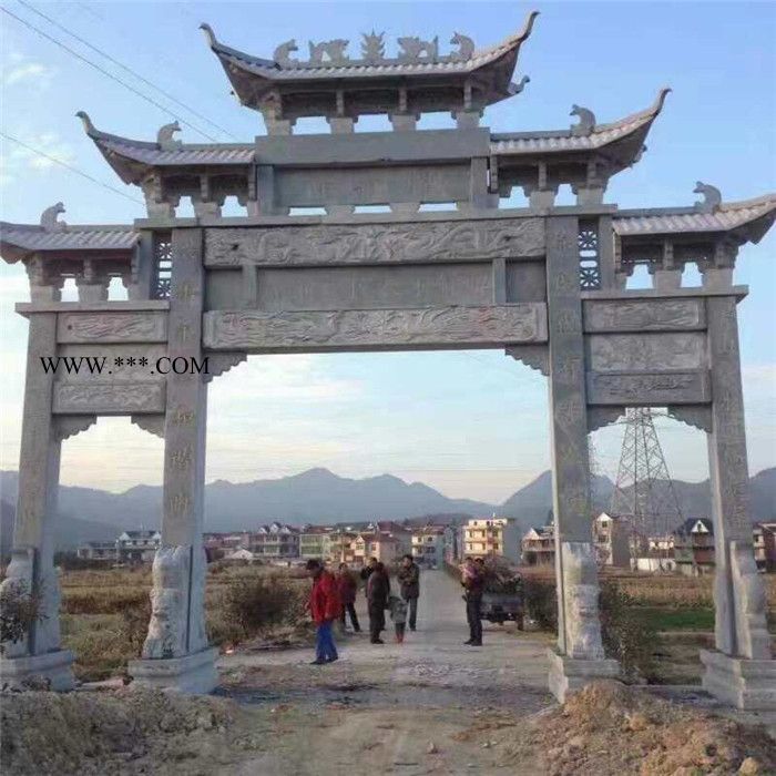 汉白玉雕花牌坊加工 花岗石三门五楼牌坊 石雕牌坊安装图4