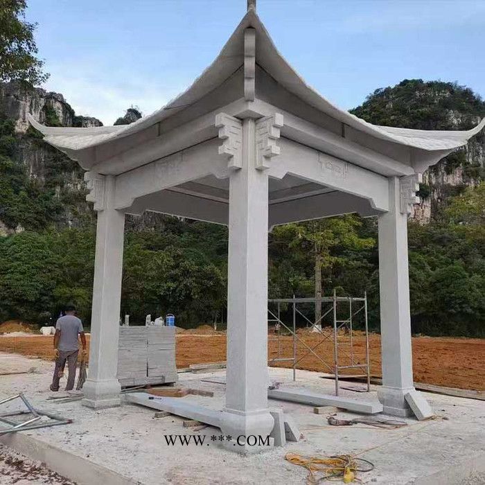 石凉亭设计 古建长廊石亭子供应 花岗石石雕石亭子图片图5